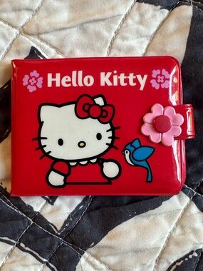 Vintage Hello Kitty Red Kids Wallet with Pink Flower Closure